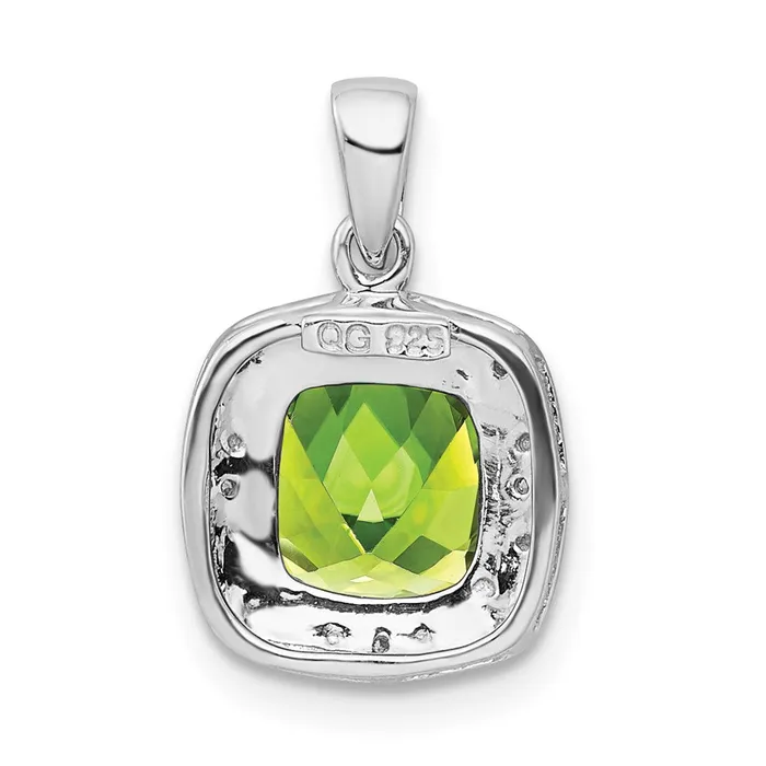 Necklaces TreasureFineJewelers Sterling Silver Rhodium Plated Peridot and Diamond Pendant