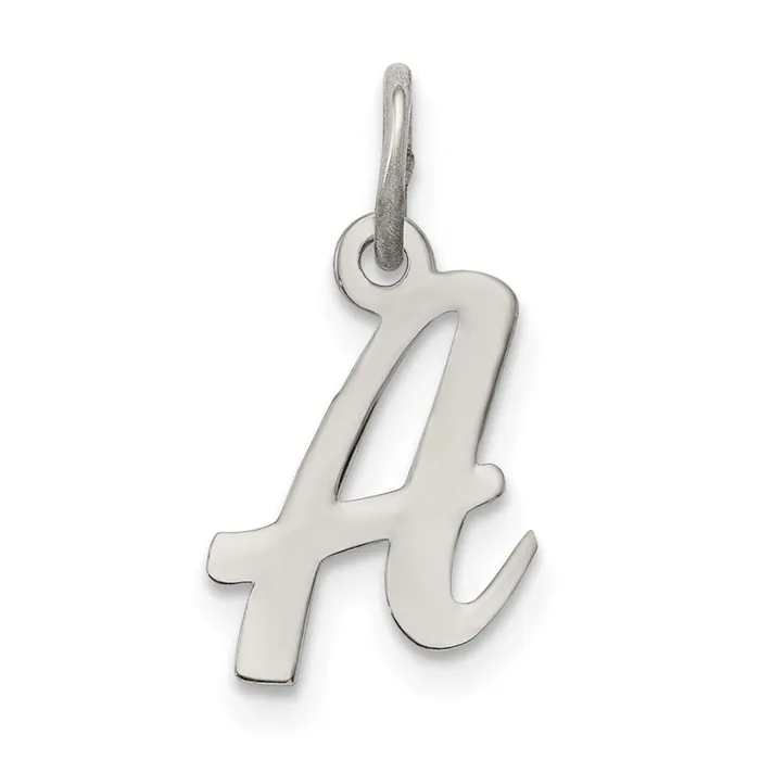Necklaces TreasureFineJewelers Sterling Silver Rhodiumplated Script Letter A Initial Charm Necklaces TreasureFineJewelers Sterling Silver Rhodiumplated Script Letter A Initial Charm