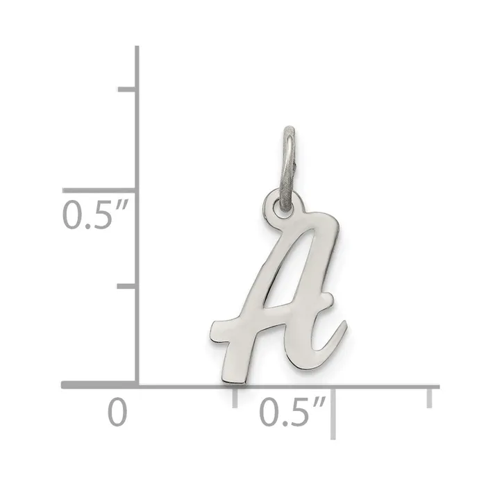 Necklaces TreasureFineJewelers Sterling Silver Rhodiumplated Script Letter A Initial Charm