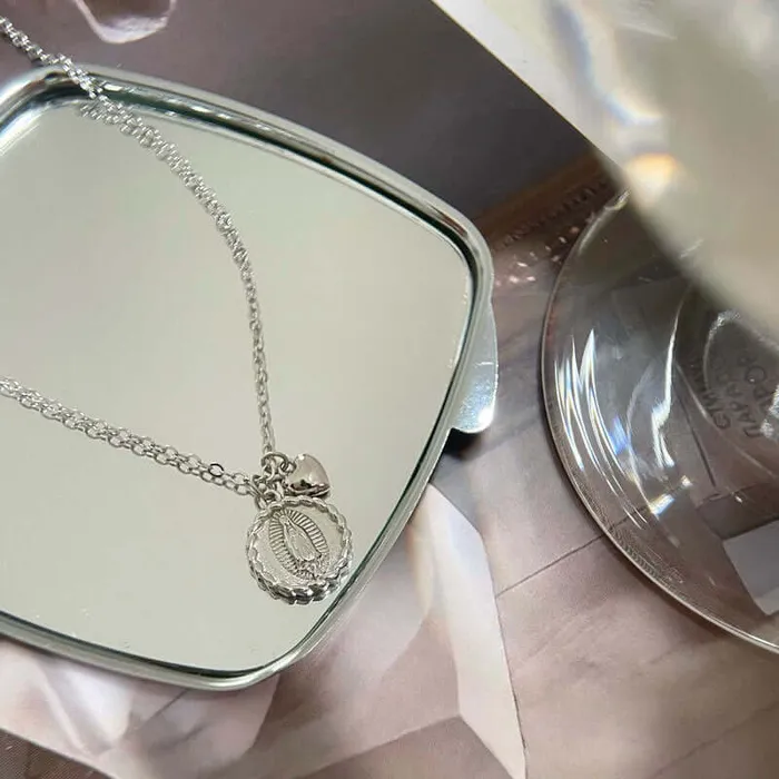 Necklaces Trendolla Jewelry Heart Silver Virgin Mary Virgencita Necklace