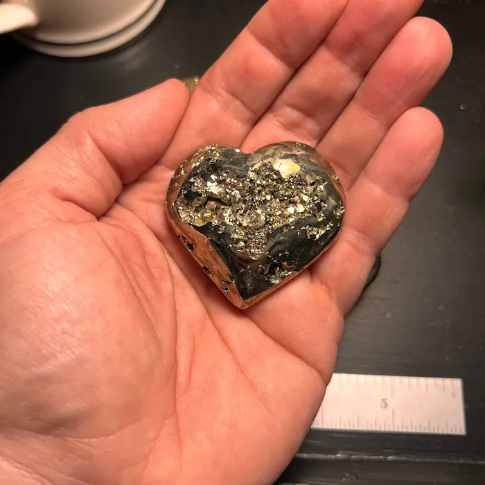 Necklaces Twin Rocks and Crystals Polished Pyrite Heart Size 1
