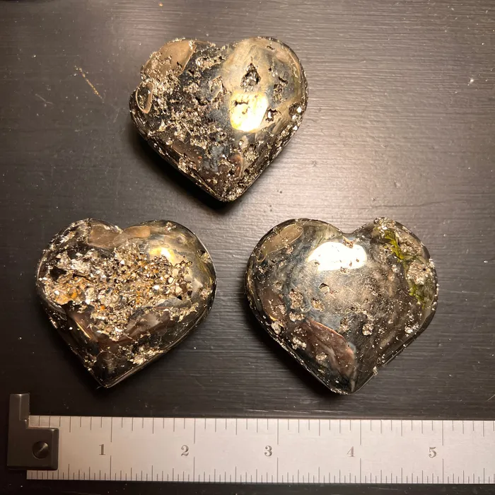 Necklaces Twin Rocks and Crystals Polished Pyrite Heart Size 1