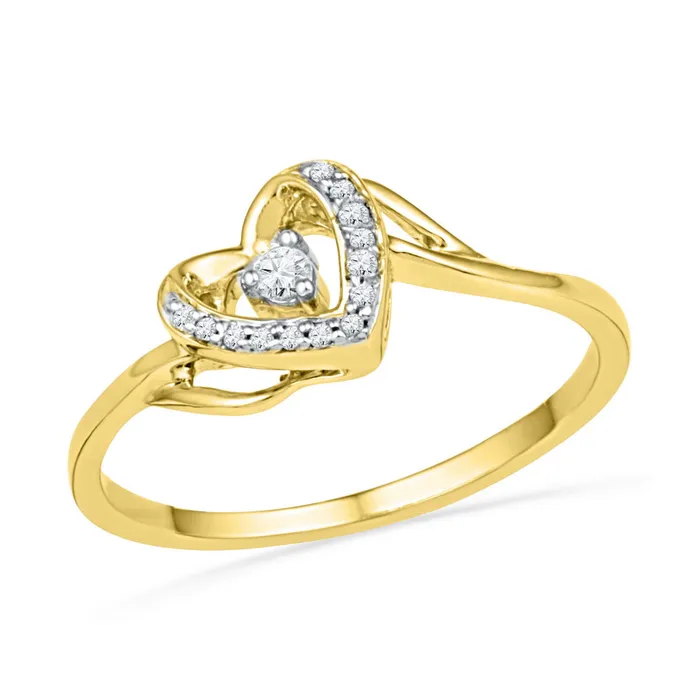 North Arrow Shop Rings 10kt yellow gold womens round diamond heart love promise bridal ring 112 cttw101811 North Arrow Shop Rings 10kt yellow gold womens round diamond heart love promise bridal ring 112 cttw101811
