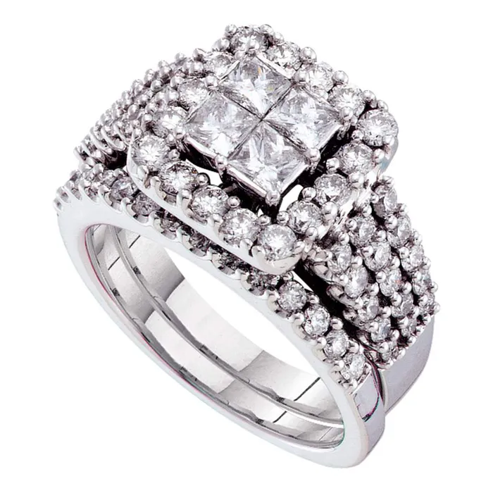 North Arrow Shop Rings 14kt white gold womens princess diamond bridal wedding engagement ring band set 100 cttw52529 North Arrow Shop Rings 14kt white gold womens princess diamond bridal wedding engagement ring band set 100 cttw52529