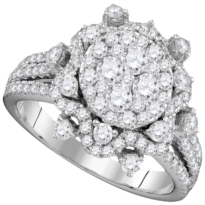 North Arrow Shop Rings 14kt white gold womens round diamond cluster bridal wedding engagement ring 1 58 cttw109481 North Arrow Shop Rings 14kt white gold womens round diamond cluster bridal wedding engagement ring 1 58 cttw109481