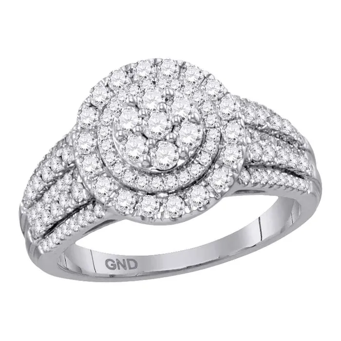 North Arrow Shop Rings 14kt white gold womens round diamond concentric circle cluster bridal wedding engagement ring 100 cttw111326 North Arrow Shop Rings 14kt white gold womens round diamond concentric circle cluster bridal wedding engagement ring 100 cttw111326