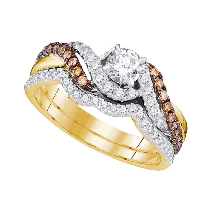 North Arrow Shop Rings 14kt yellow gold womens round diamond bridal wedding engagement ring band set 78 cttw99980 North Arrow Shop Rings 14kt yellow gold womens round diamond bridal wedding engagement ring band set 78 cttw99980