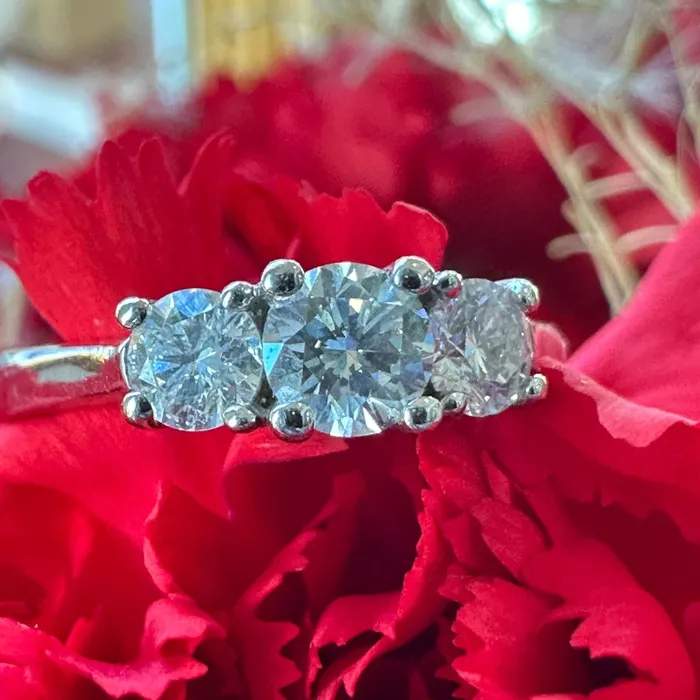 ONeills Estate Jewelry Rings 14 Karat White Gold Ladys 3 Stone Diamond Ring 54100075 ONeills Estate Jewelry Rings 14 Karat White Gold Ladys 3 Stone Diamond Ring 54100075