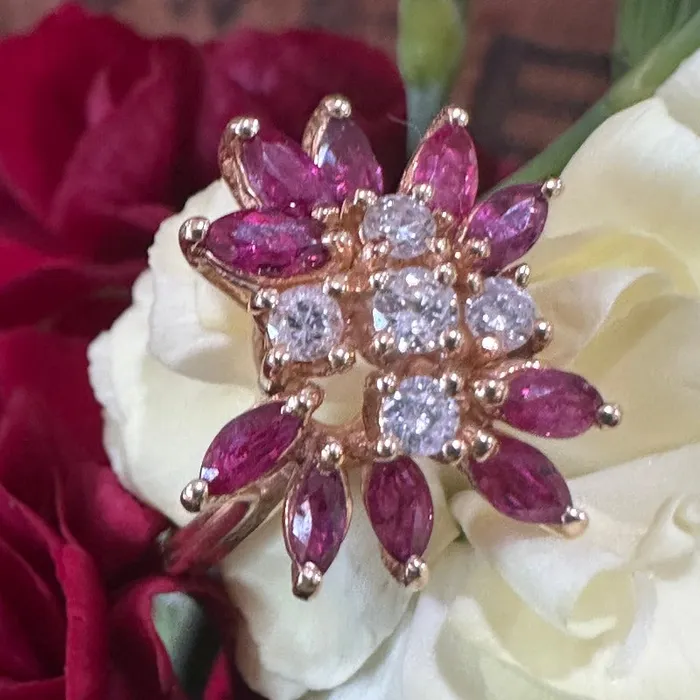 ONeills Estate Jewelry Rings 14 Karat Yellow Gold Diamond Ruby Ring 20001817 ONeills Estate Jewelry Rings 14 Karat Yellow Gold Diamond Ruby Ring 20001817