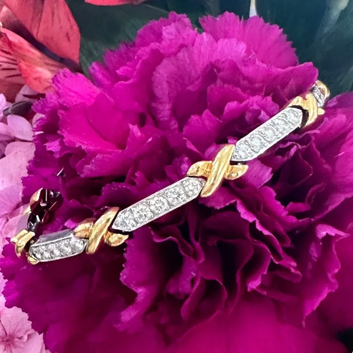Platinum and 18 Karat Yellow Gold Diamond Bracelet 17000247 ONeills Estate Jewelry Bracelets Platinum and 18 Karat Yellow Gold Diamond Bracelet 17000247 ONeills Estate Jewelry Bracelets