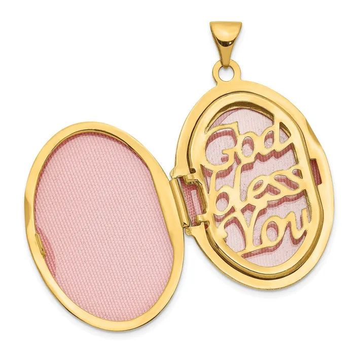 PreStyled Sets TreasureFineJewelers 14k Yellow Gold Rhodium w White Gold Rhodium Diamond Guardian Angel Oval Family Locket