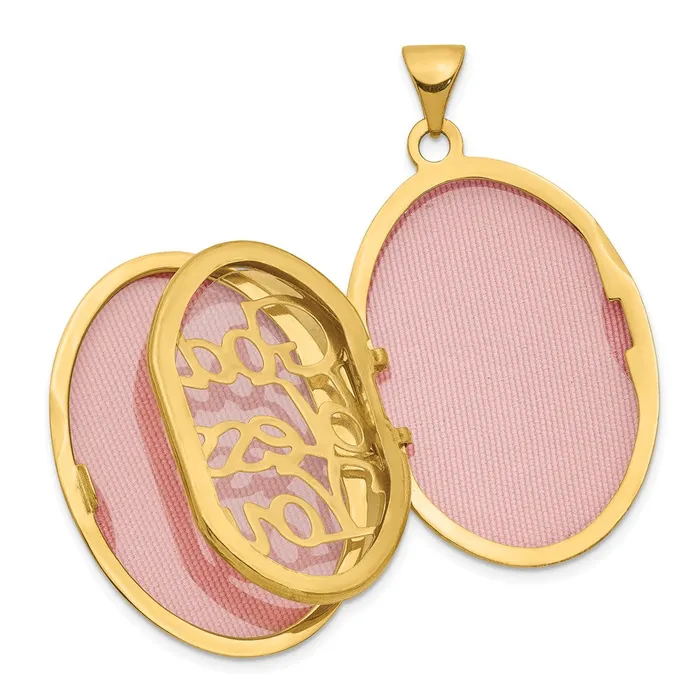 PreStyled Sets TreasureFineJewelers 14k Yellow Gold Rhodium w White Gold Rhodium Diamond Guardian Angel Oval Family Locket