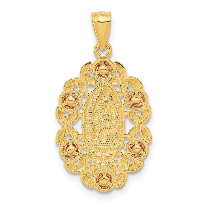 Rings 14K TwoTone wWhite Rhodium Guadalupe Pendant TreasureFineJewelers