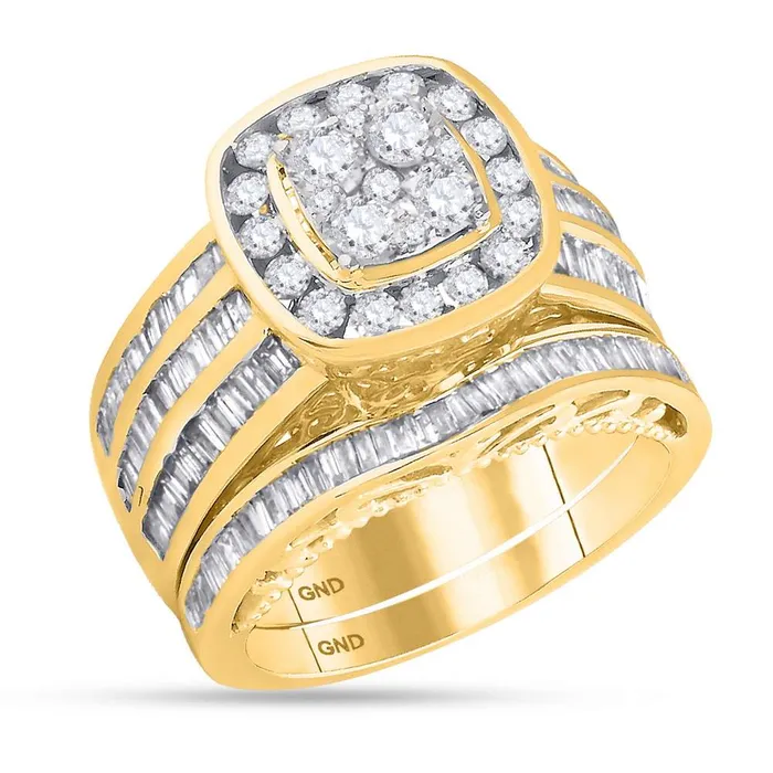 Rings North Arrow Shop 14kt yellow gold womens round diamond cluster bridal wedding engagement ring band set 1 34 cttw117472 Rings North Arrow Shop 14kt yellow gold womens round diamond cluster bridal wedding engagement ring band set 1 34 cttw117472