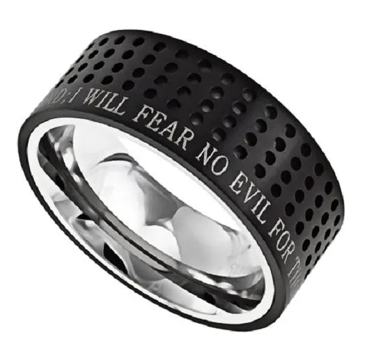 Rings North Arrow Shop Black Christian Ring Bible Verse Psalm 23 FEAR NO EVIL Dotted Rings North Arrow Shop Black Christian Ring Bible Verse Psalm 23 FEAR NO EVIL Dotted