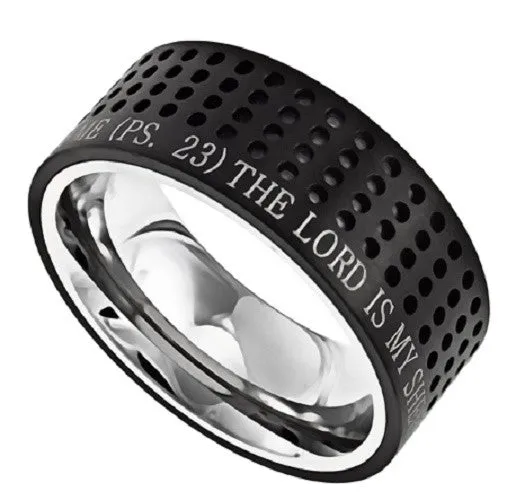 Rings North Arrow Shop Black Christian Ring Bible Verse Psalm 23 FEAR NO EVIL Dotted Rings North Arrow Shop Black Christian Ring Bible Verse Psalm 23 FEAR NO EVIL Dotted