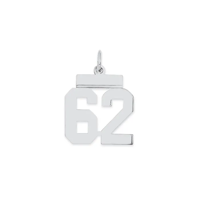 Rings Sterling SilverRhodiumplated Polished Number 62 Charm TreasureFineJewelers Rings Sterling SilverRhodiumplated Polished Number 62 Charm TreasureFineJewelers