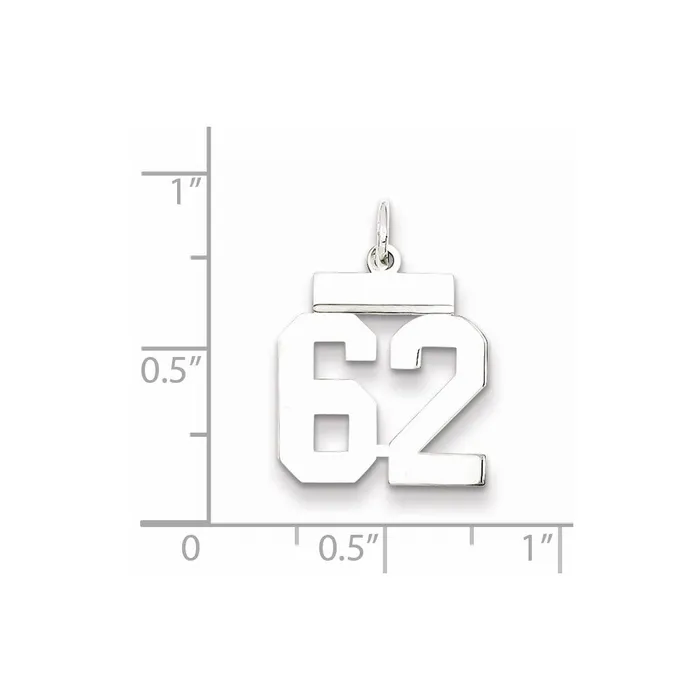 Rings Sterling SilverRhodiumplated Polished Number 62 Charm TreasureFineJewelers