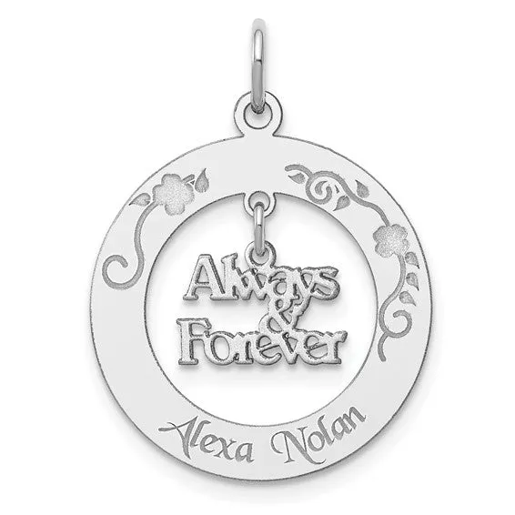 Rings TreasureFineJeweler Sterling Silver Rhodiumplated Personalizable Always and Forever Charm Rings TreasureFineJeweler Sterling Silver Rhodiumplated Personalizable Always and Forever Charm