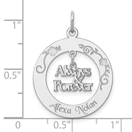 Rings TreasureFineJeweler Sterling Silver Rhodiumplated Personalizable Always and Forever Charm