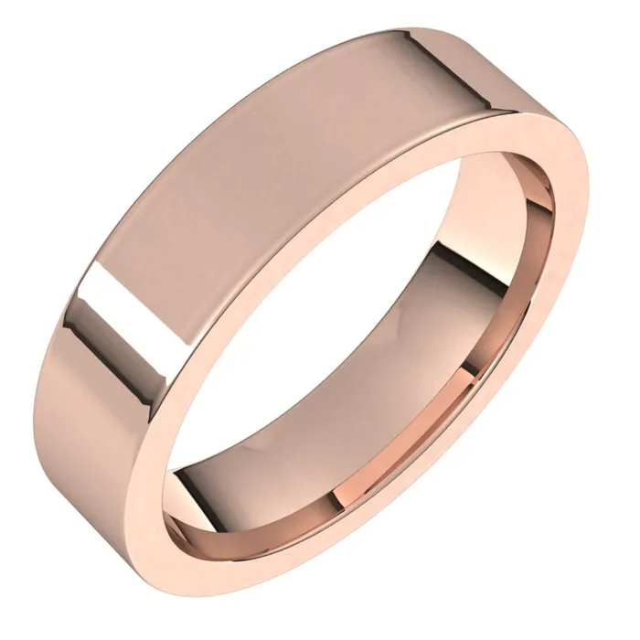 Rings TreasureFineJewelers 10K Rose Gold 5 mm flat comfort fit Wedding Band Rings TreasureFineJewelers 10K Rose Gold 5 mm flat comfort fit Wedding Band