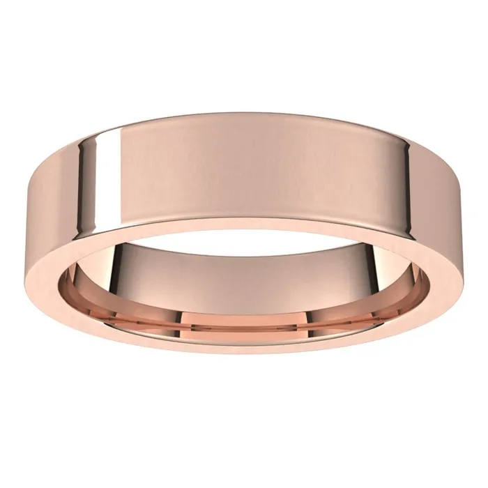 Rings TreasureFineJewelers 10K Rose Gold 5 mm flat comfort fit Wedding Band