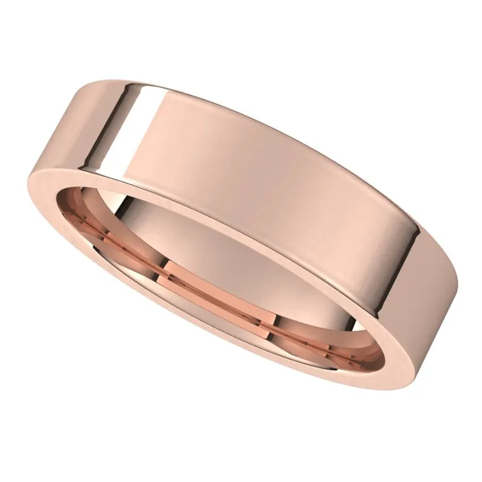 Rings TreasureFineJewelers 10K Rose Gold 5 mm flat comfort fit Wedding Band