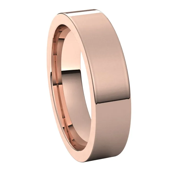 Rings TreasureFineJewelers 10K Rose Gold 5 mm flat comfort fit Wedding Band