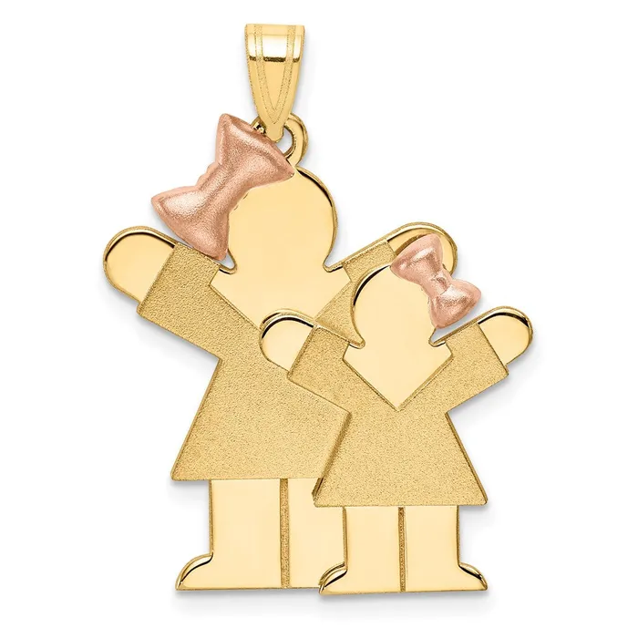Rings TreasureFineJewelers 14k TwoTone Big Girl and Little Girl Engravable Charm Rings TreasureFineJewelers 14k TwoTone Big Girl and Little Girl Engravable Charm