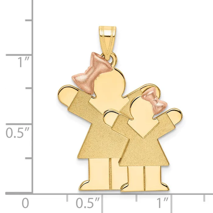 Rings TreasureFineJewelers 14k TwoTone Big Girl and Little Girl Engravable Charm