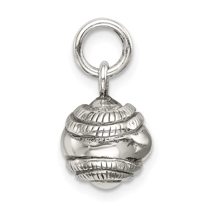 Rings TreasureFineJewelers Sterling Silver 3D Antiqued Baseball Charm