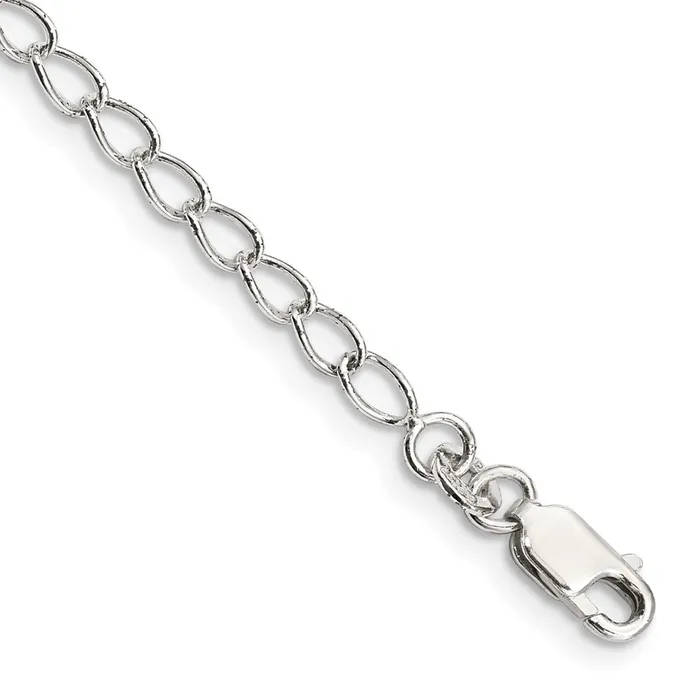Rings TreasureFineJewelers Sterling Silver 3mm Half Round Wire Open Curb Chain Anklet Rings TreasureFineJewelers Sterling Silver 3mm Half Round Wire Open Curb Chain Anklet