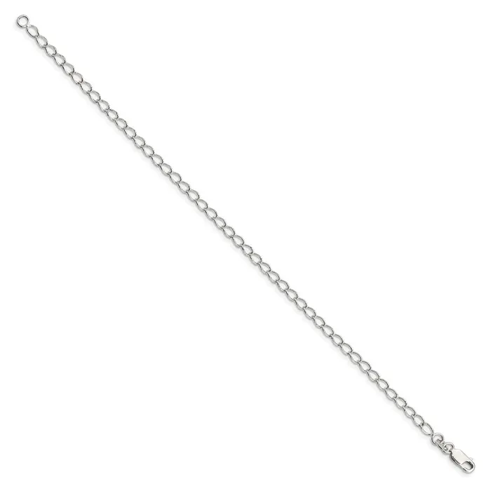 Rings TreasureFineJewelers Sterling Silver 3mm Half Round Wire Open Curb Chain Anklet