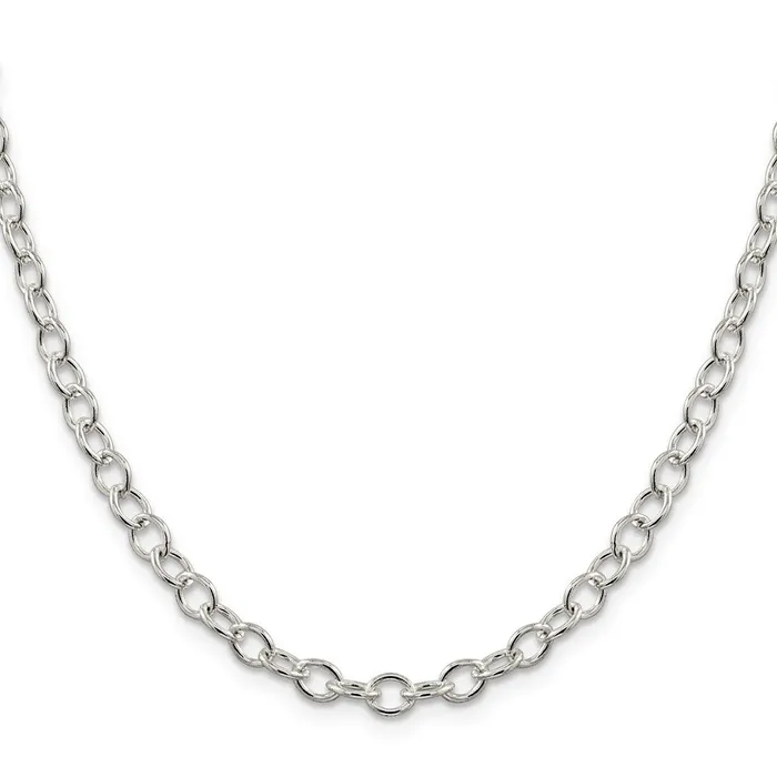 Rings TreasureFineJewelers Sterling Silver 53mm Oval Cable Chain