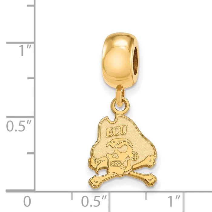 Rings TreasureFineJewelers Sterling Silver Goldplated LogoArt East Carolina University Pirate Small Dangle Bead Charm