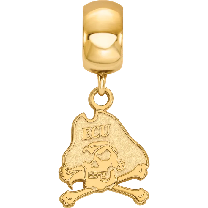 Rings TreasureFineJewelers Sterling Silver Goldplated LogoArt East Carolina University Pirate Small Dangle Bead Charm