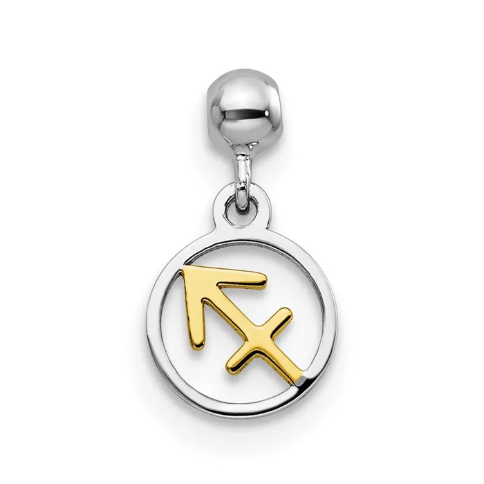 Rings TreasureFineJewelers Sterling Silver Mio Memento Rhodium Gold Tone Sagittarius Charm