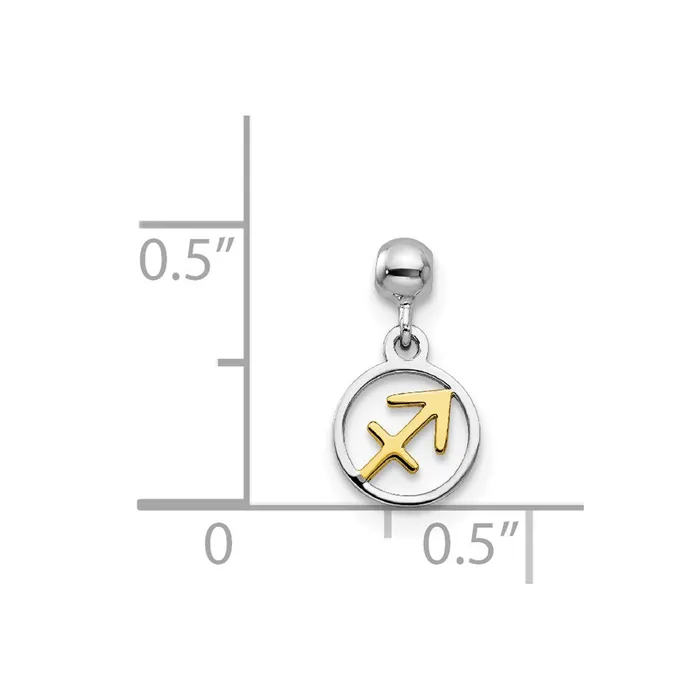 Rings TreasureFineJewelers Sterling Silver Mio Memento Rhodium Gold Tone Sagittarius Charm