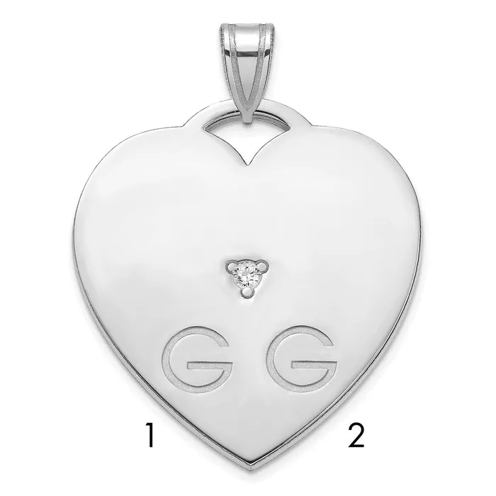 Rings TreasureFineJewelers Sterling Silver Polished 2 Letter Charm with Diamond Rings TreasureFineJewelers Sterling Silver Polished 2 Letter Charm with Diamond