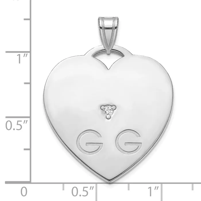 Rings TreasureFineJewelers Sterling Silver Polished 2 Letter Charm with Diamond