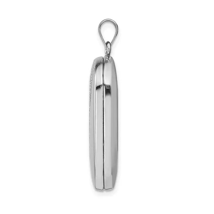 Rings TreasureFineJewelers Sterling Silver Rhodiumplated 30mm Footprints Rectangular Locket