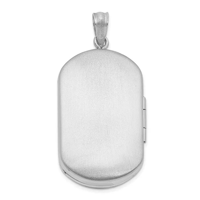 Rings TreasureFineJewelers Sterling Silver Rhodiumplated 30mm Footprints Rectangular Locket