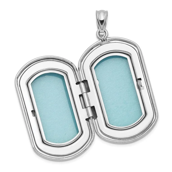 Rings TreasureFineJewelers Sterling Silver Rhodiumplated 30mm Footprints Rectangular Locket