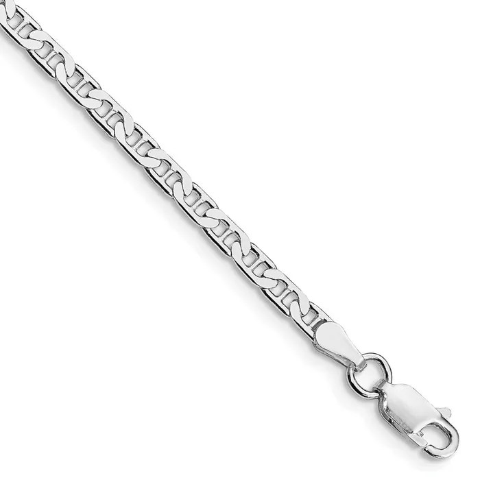 Rings TreasureFineJewelers Sterling Silver Rhodiumplated 3mm Flat Anchor Chain