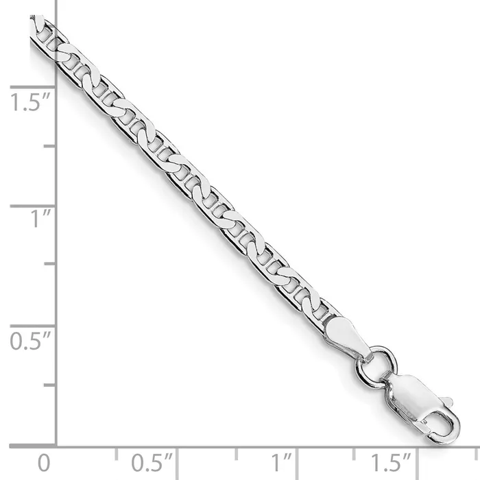 Rings TreasureFineJewelers Sterling Silver Rhodiumplated 3mm Flat Anchor Chain