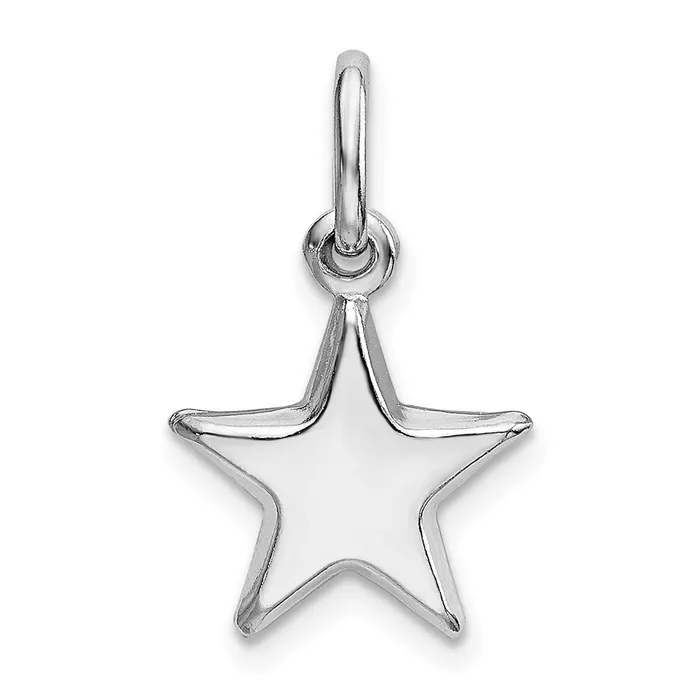 Rings TreasureFineJewelers Sterling Silver Rhodium Plated Polished Star Charm Rings TreasureFineJewelers Sterling Silver Rhodium Plated Polished Star Charm