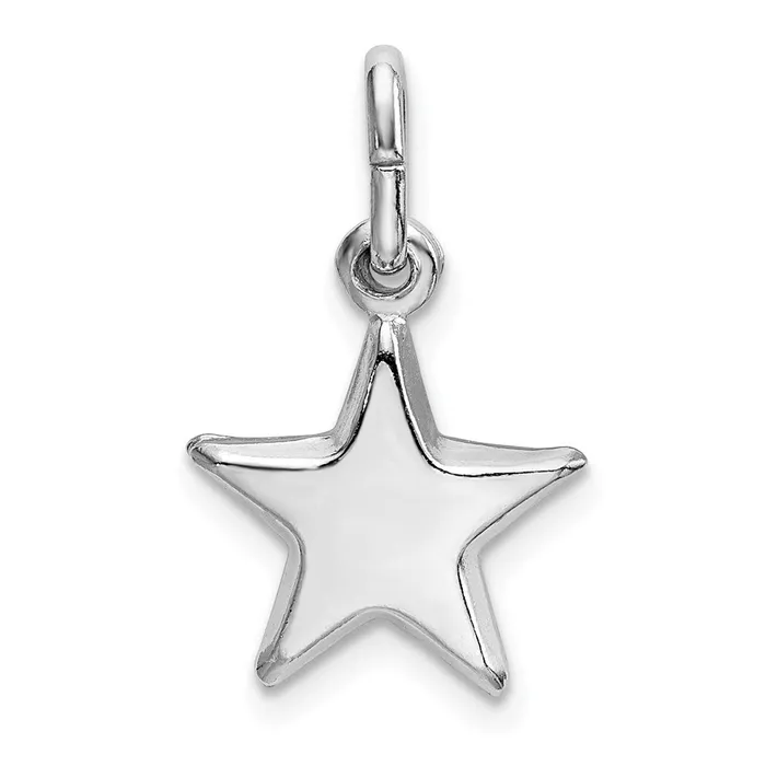 Rings TreasureFineJewelers Sterling Silver Rhodium Plated Polished Star Charm