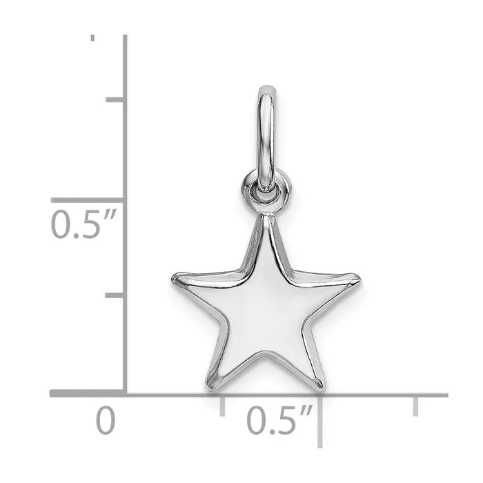 Rings TreasureFineJewelers Sterling Silver Rhodium Plated Polished Star Charm