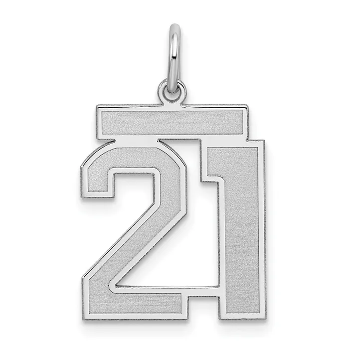 Rings TreasureFineJewelers Sterling SilverRhodiumplated Satin Number 21 Charm Rings TreasureFineJewelers Sterling SilverRhodiumplated Satin Number 21 Charm