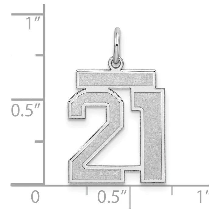 Rings TreasureFineJewelers Sterling SilverRhodiumplated Satin Number 21 Charm